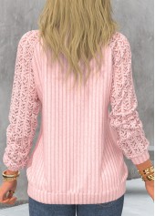 Light Pink tops,Plain Color tops,ROTITA Light Pink V Neck Long Sleeve Sweatshirt