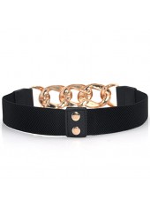 Black accessories,Black Chain Metal Detail Leather Belt