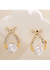 Gold jewelry,Cross Pearl Design Rhinestone Gold Earrings