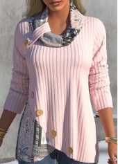 ROTITA Plus Size Light Pink Paisley Print Sweatshirt
