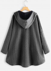 Grey outerwear & coats,Plain Color outerwear & coats,ROTITA Pocket Grey Hooded Long Sleeve Coat