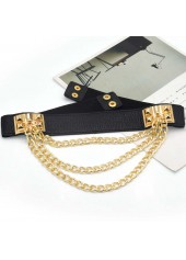 Black accessories,Chain Tassel Design Black Elastic Belt