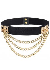 Chain Tassel Design Black Elastic Belt