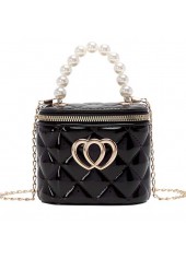 Black Chains Zip Pearl Shoulder Bag