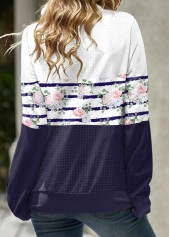 Navy plus size,Floral plus size,ROTITA Plus Size Floral Print Cowl Neck Navy Sweatshirt