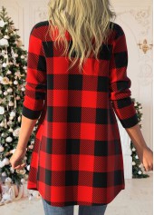 Red outerwear & coats,Plaid outerwear & coats,ROTITA Long Sleeve Red Tartan Print Coat