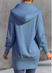 Dusty Blue outerwear & coats,Plain Color outerwear & coats,ROTITA Dusty Blue Long Sleeve Zipper Jacket