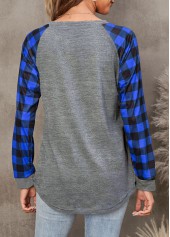 Blue tops,Christmas tops,Letter tops,Plaid tops,Long Sleeve Blue Christmas Snowman Print Sweatshirt