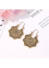 Gold jewelry,1 Pair Gold Bohemian Floral Design Earrings