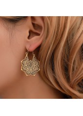 1 Pair Gold Bohemian Floral Design Earrings
