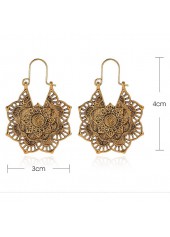 Gold jewelry,1 Pair Gold Bohemian Floral Design Earrings