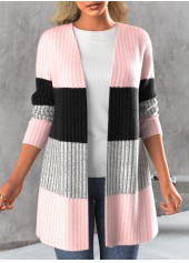ROTITA Long Sleeve Open Front Light Pink Cardigan