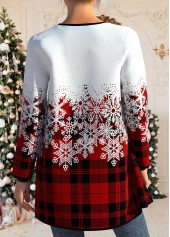 Red outerwear & coats,Christmas outerwear & coats,ROTITA Button Snowflake Print Red Round Neck Coat