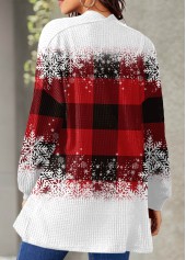 Red outerwear & coats,Plaid outerwear & coats,ROTITA Plaid Red Long Sleeve Christmas Coat