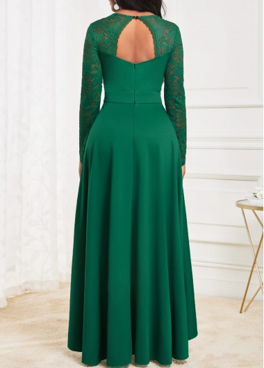 Green dresses,Plain Color dresses,ROTITA Lace Green High Low V Neck Dress