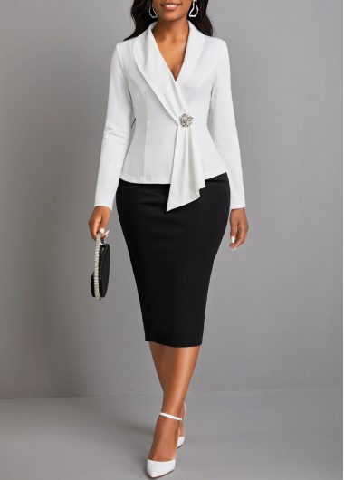 Black dresses,Contrast Color dresses,ROTITA Asymmetrical Neck Long Sleeve Black Bodycon Dress