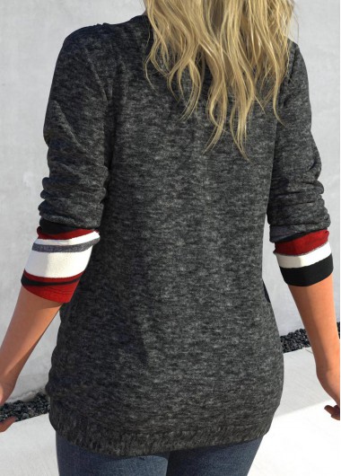 Dark Grey plus size,Geometric plus size,ROTITA Plus Size Drawstring Geometric Print Dark Grey T Shirt