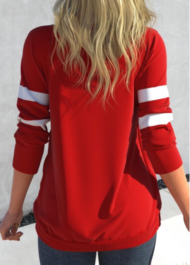 Red tops,Contrast Color tops,ROTITA Fake 2in1 Red Square Neck T Shirt