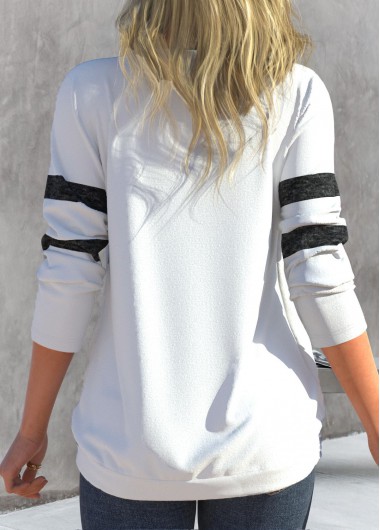 White tops,Contrast Color tops,ROTITA Tie Side White Faux Two Piece T Shirt