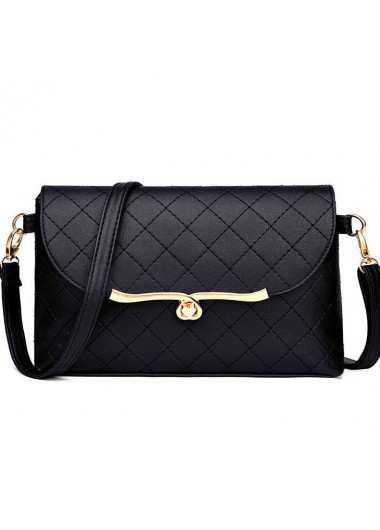 Black accessories,Plain Color accessories,Black PU Material Turnlock Shoulder Bag