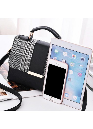 Black accessories,Houndstooth accessories,Magnetic Black Houndstooth Print Shoulder Bag