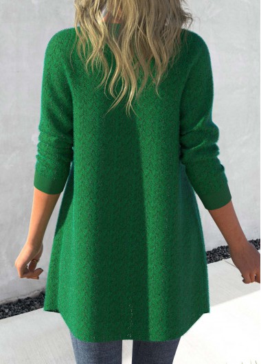 Green outerwear & coats,Plain Color outerwear & coats,ROTITA Lace Green Long Sleeve Open Front Coat