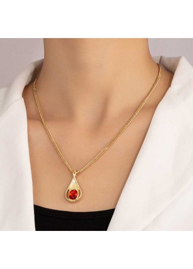 Gold jewelry,Contrast Color jewelry,Metal Detail Gold Teardrop Design Necklace