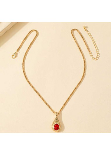 Gold jewelry,Contrast Color jewelry,Metal Detail Gold Teardrop Design Necklace