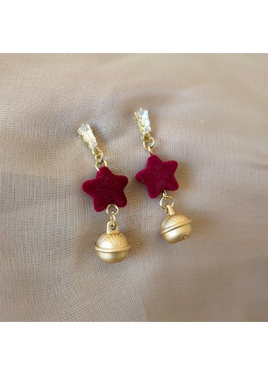 Wine Red jewelry,Geometric jewelry,Metal Wine Red Star Design Earrings