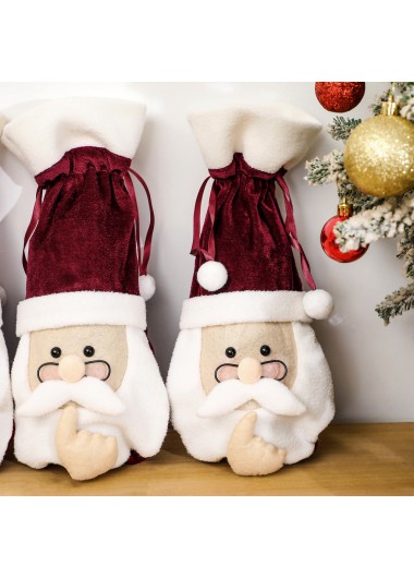 Red accessories,Christmas accessories,Christmas Santa Claus Print Red Wine Cover