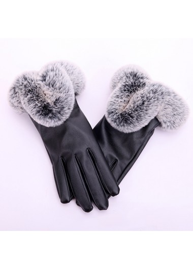 Black accessories,Plain Color accessories,Black Warming Leather Full Finger Gloves