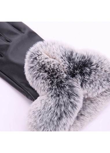 Black accessories,Plain Color accessories,Black Warming Leather Full Finger Gloves