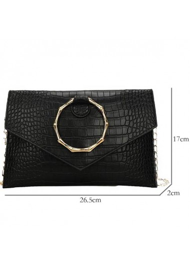 Black accessories,Plain Color accessories,Black Chains Crocodile Pattern Magnetic Shoulder Bag