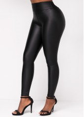 Skinny Black Elastic Waist High Waisted Leggings