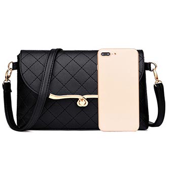 Black accessories,Plain Color accessories,Black PU Material Turnlock Shoulder Bag