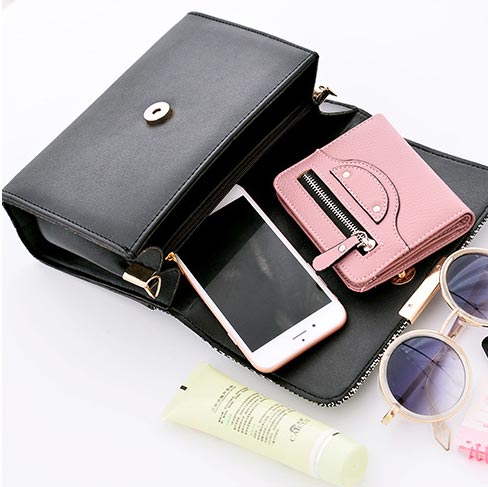 Black accessories,Houndstooth accessories,Magnetic Black Houndstooth Print Shoulder Bag