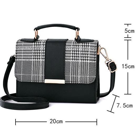 Black accessories,Houndstooth accessories,Magnetic Black Houndstooth Print Shoulder Bag