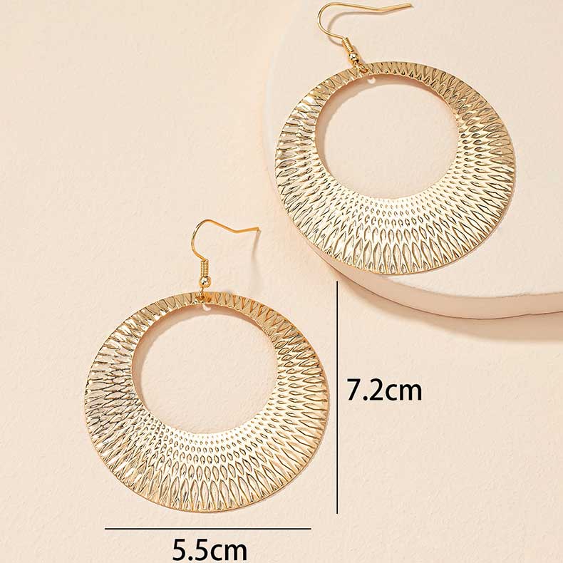 Gold jewelry,Plain Color jewelry,Metal Detail Gold Round Design Earrings