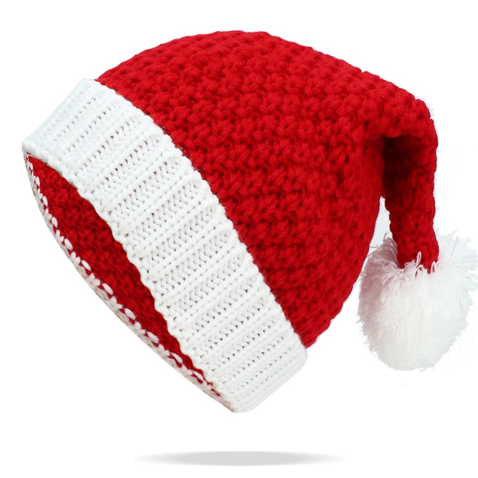 Red accessories,Contrast Color accessories,Christmas Red Contrast Acrylic Beanie Hat