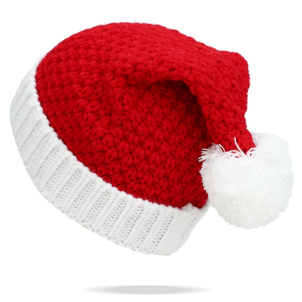 Red accessories,Contrast Color accessories,Christmas Red Contrast Acrylic Beanie Hat