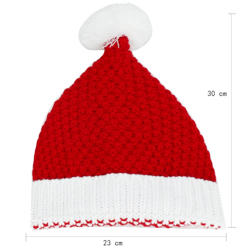 Red accessories,Contrast Color accessories,Christmas Red Contrast Acrylic Beanie Hat