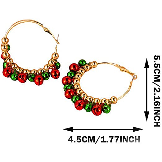 Gold jewelry,Christmas jewelry,Christmas Bell Metal Gold Round Earrings