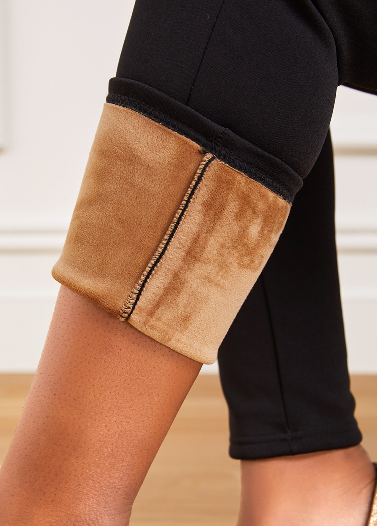 Black bottoms,Plain Color bottoms,Elastic Waist Black Pocket Skinny Pants