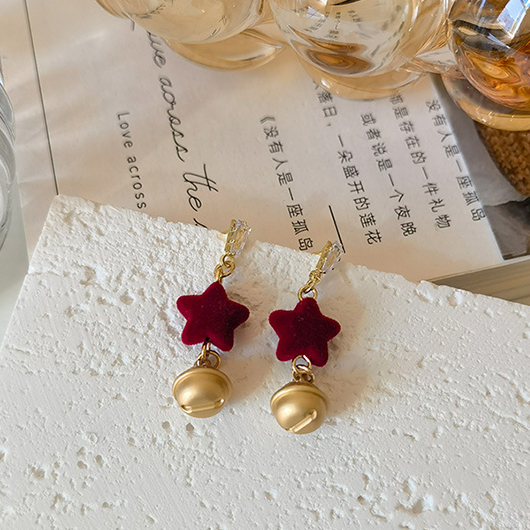 Wine Red jewelry,Geometric jewelry,Metal Wine Red Star Design Earrings