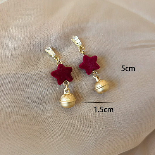 Wine Red jewelry,Geometric jewelry,Metal Wine Red Star Design Earrings