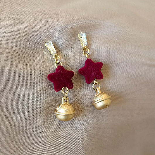 Wine Red jewelry,Geometric jewelry,Metal Wine Red Star Design Earrings