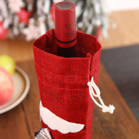 Red accessories,Christmas accessories,Plaid accessories,Christmas Snowflake Print Red Wine Cover