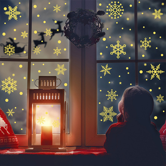 Snowflake Print Christmas Design Gold Sticker