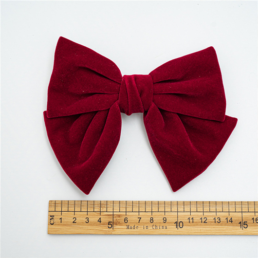 Wine Red accessories,Plain Color accessories,Velvet Wine Red Bowknot Design Barrette