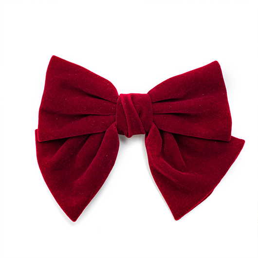 Wine Red accessories,Plain Color accessories,Velvet Wine Red Bowknot Design Barrette